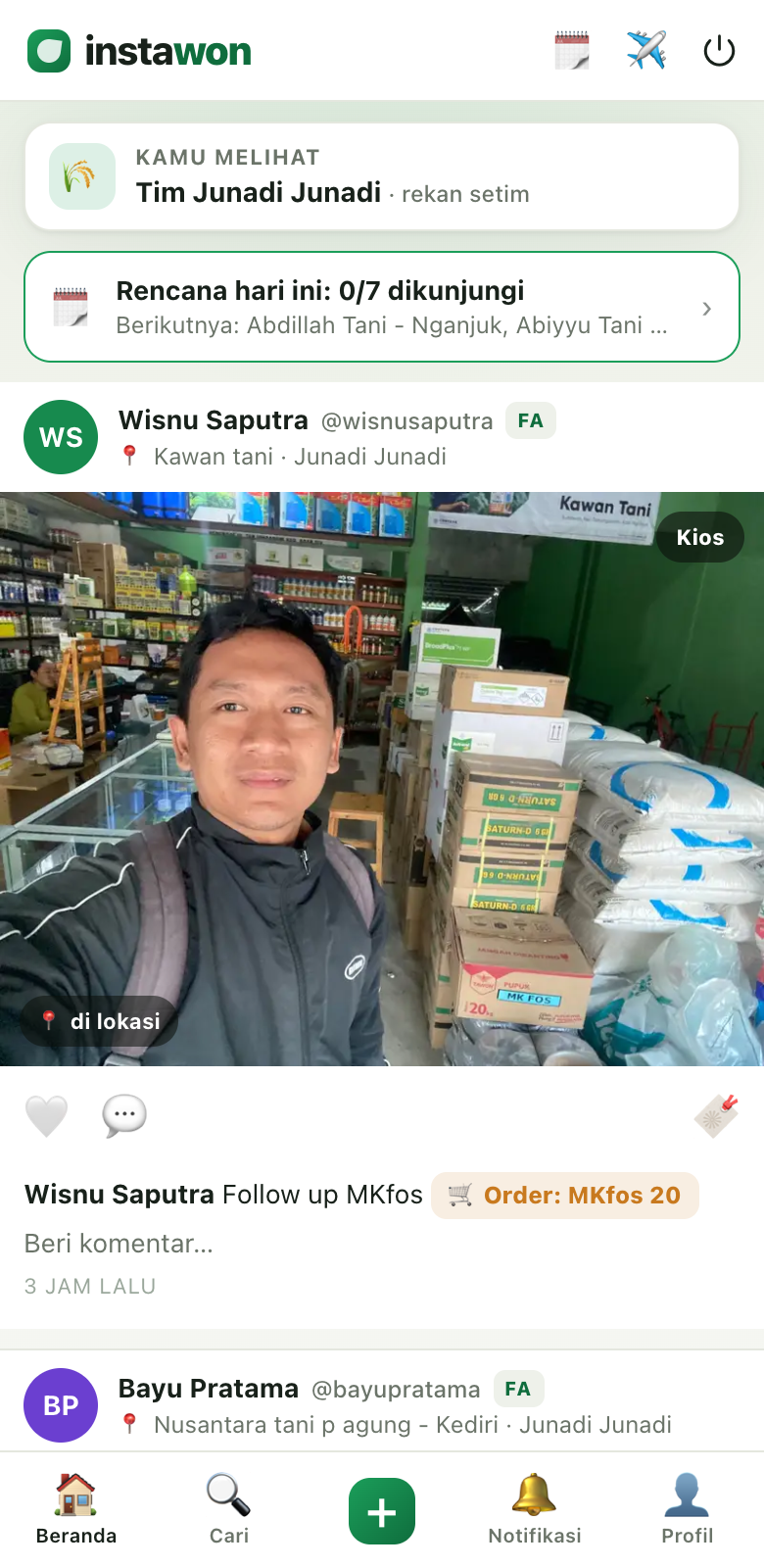 Kartu rencana hari ini di Beranda