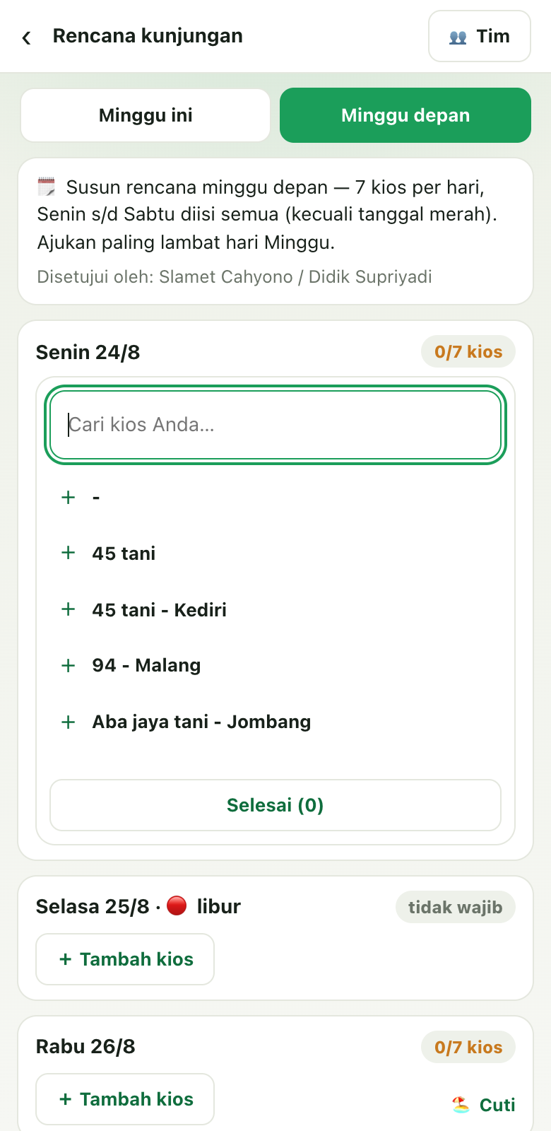 Menambah kios ke rencana